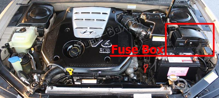 Sigortaların motor bölmesindeki yeri: Hyundai Azera (TG; 2005-2010)