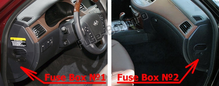 Sigortaların yolcu bölmesindeki yeri: Hyundai Genesis (BH; 2008-2013)
