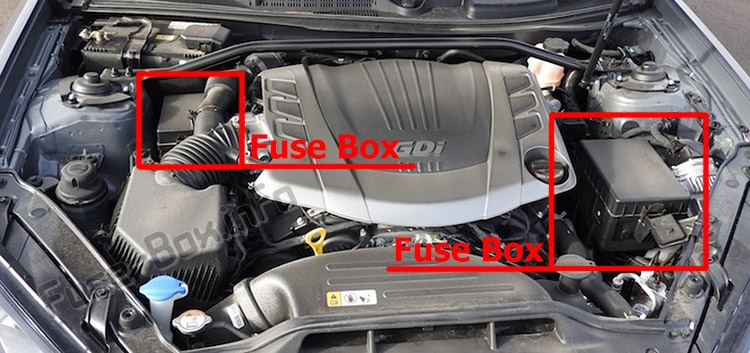 Sigortaların motor bölmesindeki yeri: Hyundai Genesis Coupe (2009-2016)