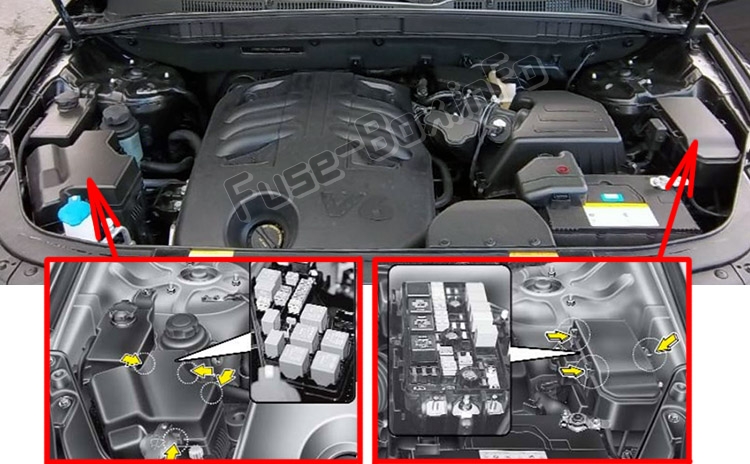 Sigortaların motor bölmesindeki yeri: Hyundai Veracruz / ix55 (2007-2012)