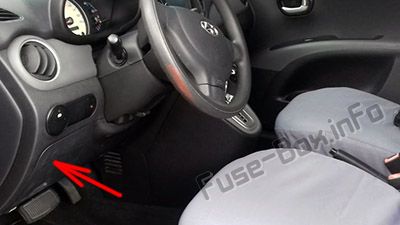 Sigortaların yolcu bölmesindeki yeri: Hyundai i10 (2010, 2013)