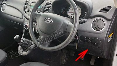 Sigortaların yolcu bölmesindeki yeri: Hyundai i10 (2010, 2013)