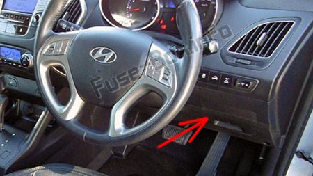 Sigortaların yolcu bölmesindeki yeri (RHD): Hyundai ix35 (2010-2015)
