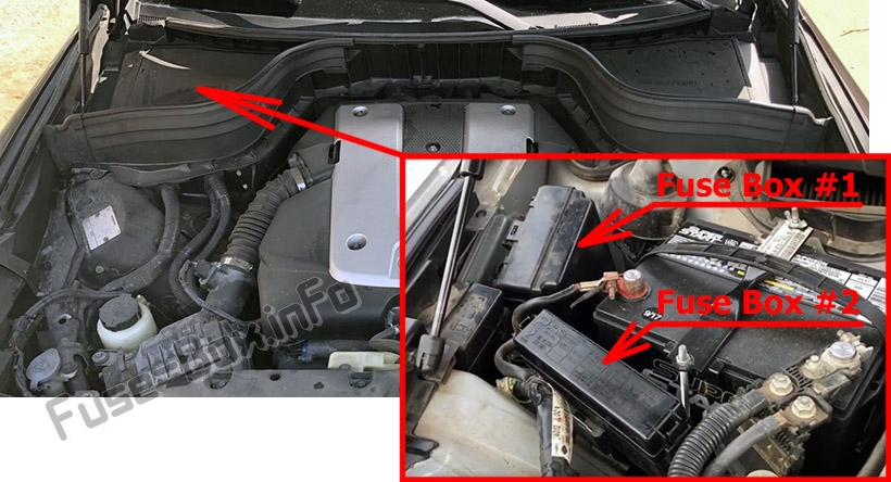 Sigortaların motor bölmesindeki yeri: Infiniti EX35 / EX37 (2007-2013)