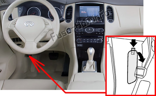 Sigortaların yolcu bölmesindeki yeri: Infiniti EX35 / EX37 (2007-2013)
