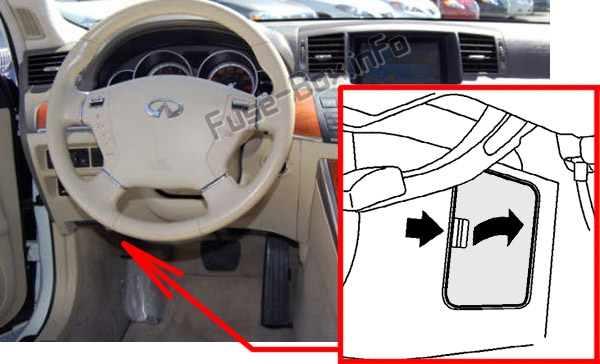 Sigortaların yolcu bölmesindeki yeri: Infiniti M35, M45 (2006-2010)