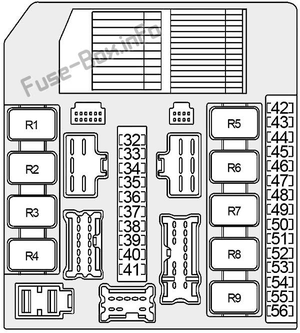 Kaputun altındaki sigorta kutusunun şeması n ° 1 (ver. 1): Infiniti QX56 (2004, 2005, 2006, 2007, 2008, 2009, 2010)