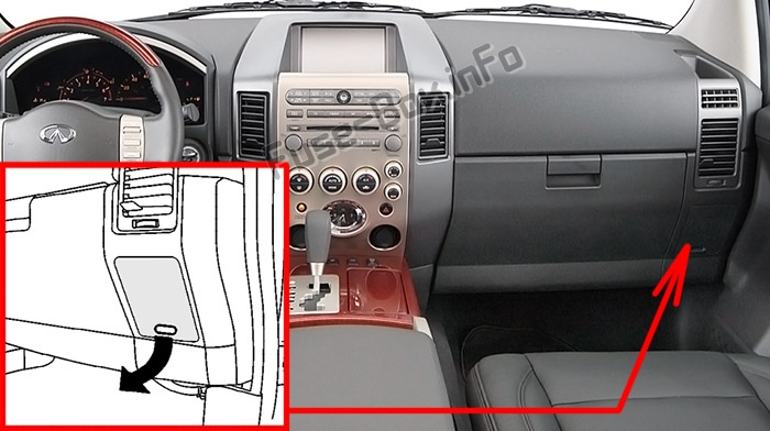 Sigortaların yolcu bölmesindeki yeri: Infiniti QX56 (2004-2007)