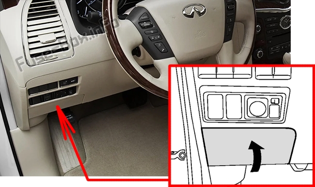 Sigortaların yolcu bölmesindeki yeri: Infiniti QX56 / QX80 (2010-2017)