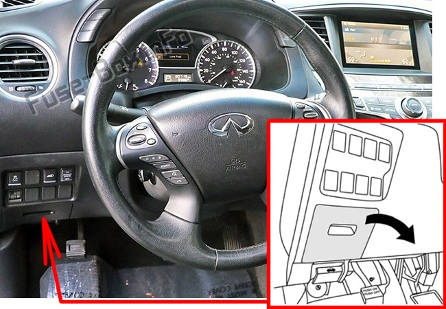 Sigortaların yolcu bölmesindeki yeri: Infiniti JX35, QX60 (2012-2017)