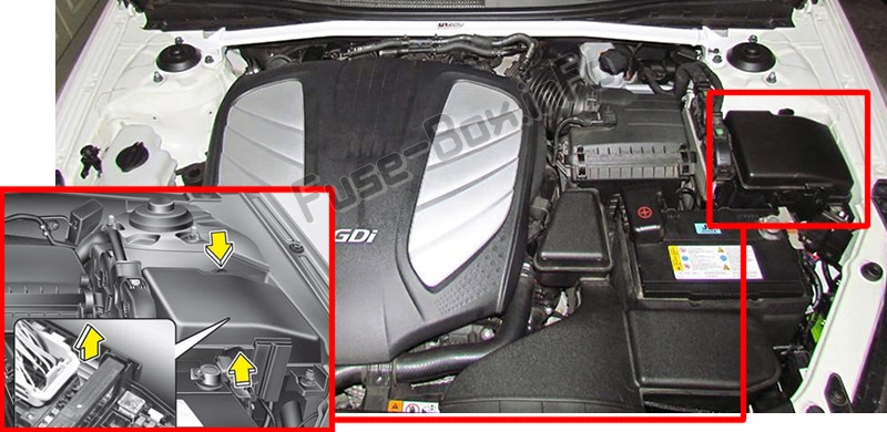 Sigortaların motor bölmesindeki yeri: KIA Cadenza (VG; 2010-2016)