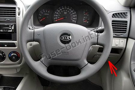 Sigortaların yolcu bölmesindeki yeri (RHD): KIA Forte / Cerato (2004-2008)