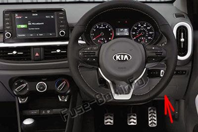Sigortaların yolcu kabinindeki yeri (RHD): KIA Picanto (2018, 2019 -...)