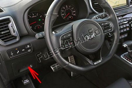Sigortaların yolcu kabinindeki yeri (LHD): KIA Sportage (2017, 2018, 2019 -...)