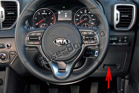 Sigortaların yolcu kabinindeki yeri (RHD): KIA Sportage (2017, 2018, 2019 -...)