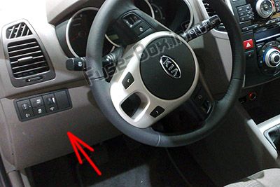 Sigortaların yolcu kabinindeki yeri (LHD): KIA Venga (2010-2016)
