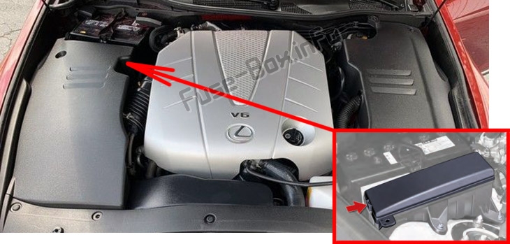 Sigortaların motor bölmesindeki yeri: Lexus GS350 / GS430 / GS460 (2007-2011)