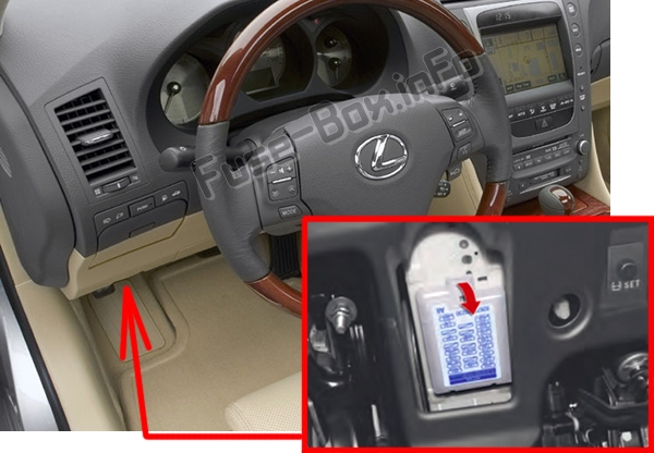 Sigortaların yolcu bölmesindeki yeri: Lexus GS350 / GS430 / GS460 (2007-2011)