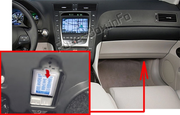 Sigortaların yolcu bölmesindeki yeri: Lexus GS350 / GS430 / GS460 (2007-2011)