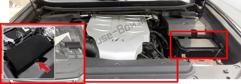 Sigortaların motor bölmesindeki yeri: Lexus GX460 (URJ150; 2010-2017)