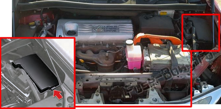 Sigortaların motor bölmesindeki yeri: Lexus HS250h (2010-2013)