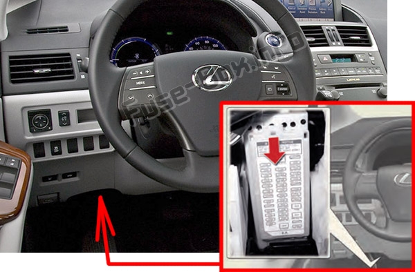 Sigortaların yolcu bölmesindeki yeri: Lexus HS250h (2010-2013)