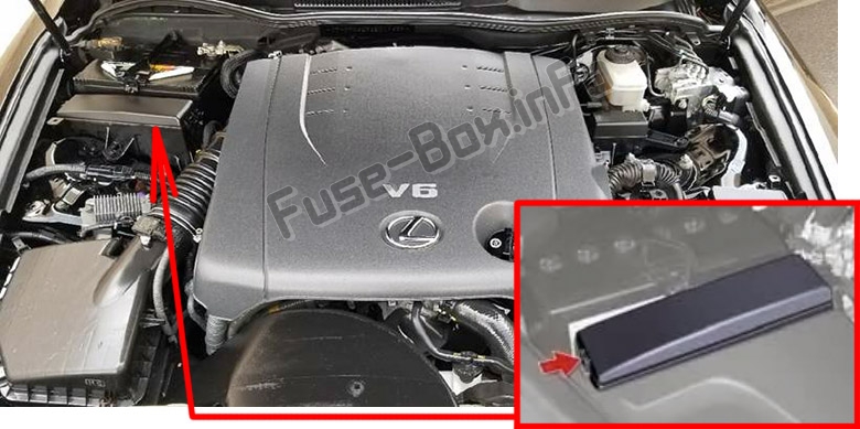 Sigortaların motor bölmesindeki yeri: Lexus IS200d / IS220d / IS250d (XE20; 2006-2013)