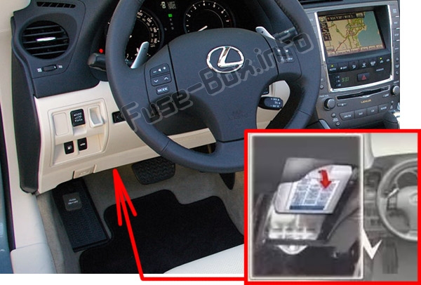 Sigortaların yolcu bölmesindeki yeri: Lexus IS250 / IS350 (XE20; 2006-2013)