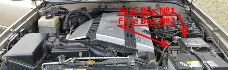 Sigortaların motor bölmesindeki yeri: Lexus LX470 (J100; 1998-2002)