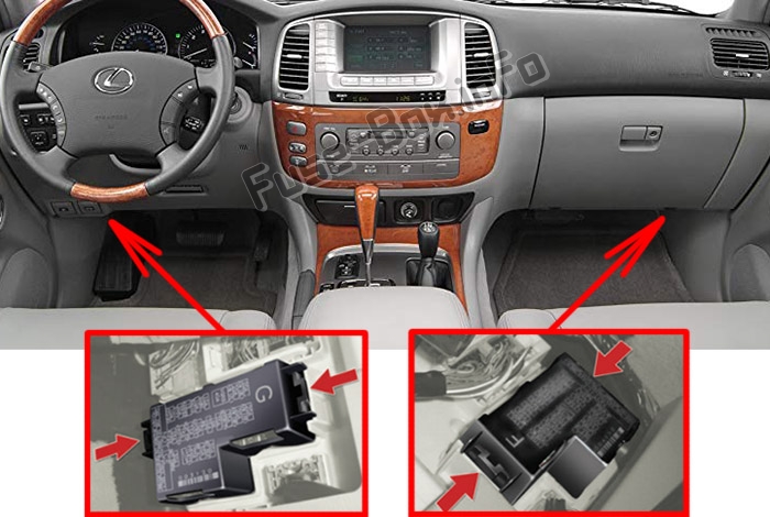 Sigortaların yolcu bölmesindeki yeri: Lexus LX470 (J100; 2003-2007)