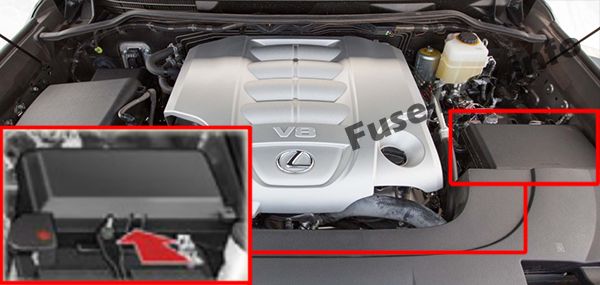 Sigortaların motor bölmesindeki yeri: Lexus LX 570 (2008-2015)