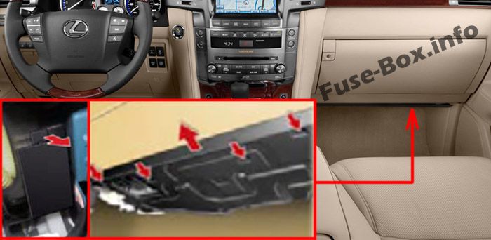 Sigortaların yolcu bölmesindeki yeri: Lexus LX 570 (2008-2015)