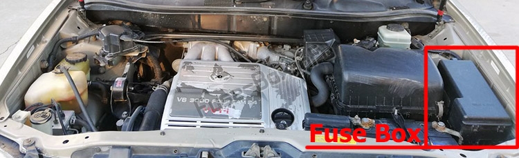 Sigortaların motor bölmesindeki yeri: Lexus RX300 (XU10; 1999-2003)