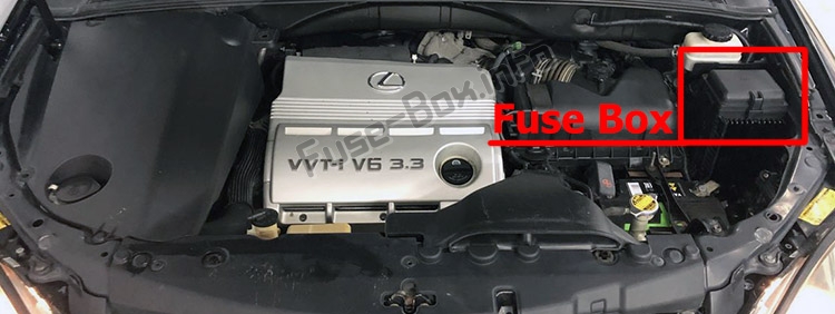 Sigortaların motor bölmesindeki yeri: Lexus RX330 / RX350 (XU30; 2003-2009)