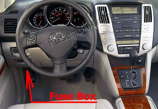 Sigortaların yolcu bölmesindeki yeri: Lexus RX330 / RX350 (XU30; 2003-2009)
