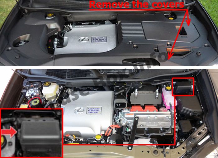 Sigortaların motor bölmesindeki yeri: Lexus RX 450h (2010-2015)