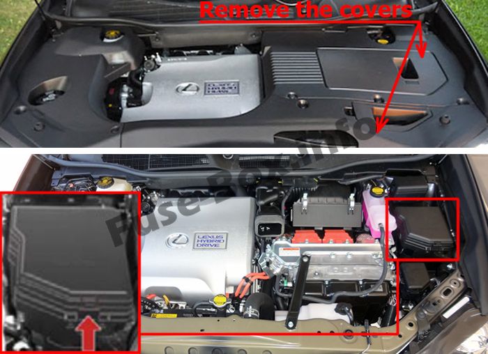 Sigortaların motor bölmesindeki yeri: Lexus RX 450h (2010-2015)