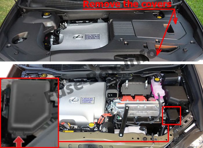 Sigortaların motor bölmesindeki yeri: Lexus RX 450h (2010-2015)