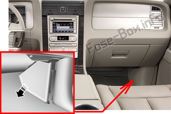 Sigortaların yolcu bölmesindeki yeri: Lincoln Navigator (2007-2014)