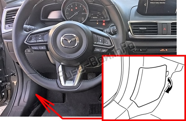Sigortaların yolcu bölmesindeki yeri: Mazda 3 (BM / BN; 2014-2019 ..)
