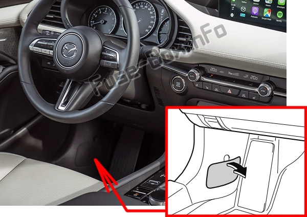 Sigortaların yolcu bölmesindeki yeri: Mazda 3 (2019- ..)