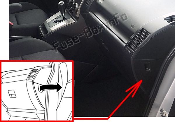 Sigortaların yolcu bölmesindeki yeri: Mazda 5 (2006-2010)