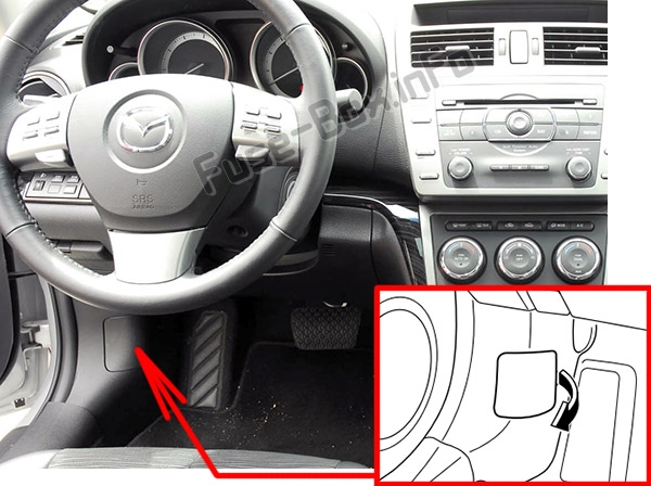 Sigortaların yolcu bölmesindeki yeri: Mazda 6 (GH1; 2009-2012)