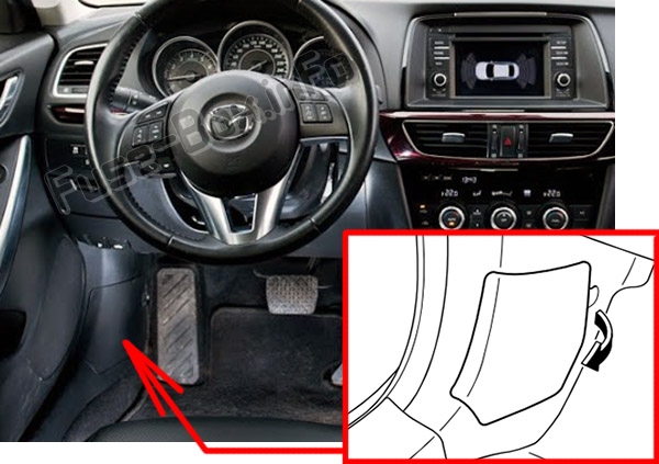 Sigortaların yolcu bölmesindeki yeri: Mazda 6 (GJ1 / GL; 2013-2019 ..)