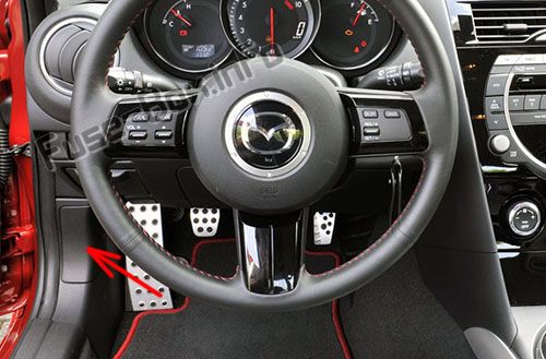Sigortaların yolcu bölmesindeki yeri: Mazda RX-8 (2004-2011)