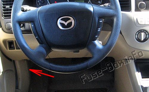 Sigortaların yolcu bölmesindeki yeri: Mazda Tribute (2001, 2002, 2003, 2004)