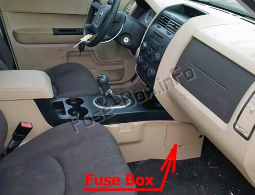 Sigortaların yolcu bölmesindeki yeri: Mazda Tribute (2008-2011)