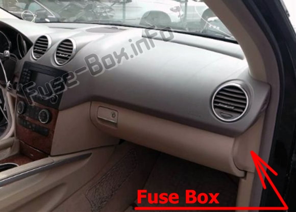 Sigortaların yolcu kabinindeki yeri: Mercedes-Benz M-Class (W164; 2006-2011)