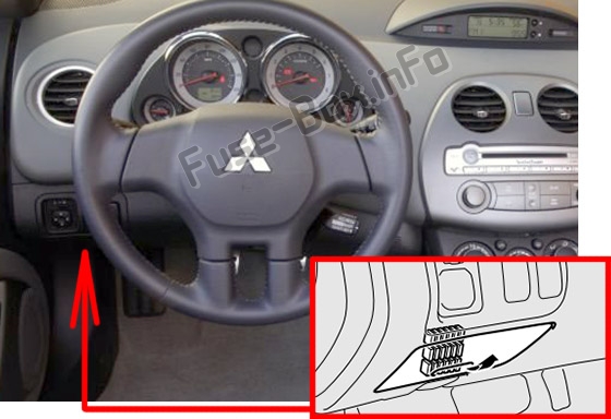 Sigortaların yolcu bölmesindeki yeri: Mitsubishi Eclipse (4G; 2006-2012)