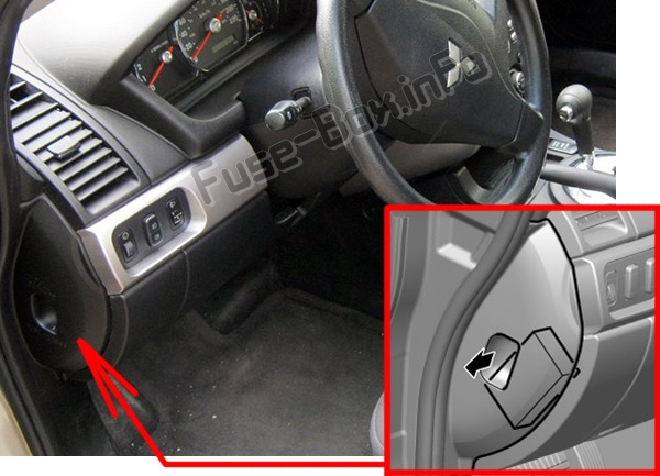 Sigortaların yolcu bölmesindeki yeri: Mitsubishi Galant (2004-2012)